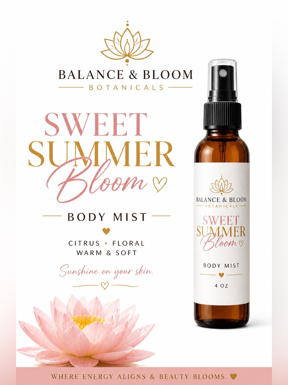 Sweet Summer Bloom Body Mist 4 oz | Citrus Floral Vanilla